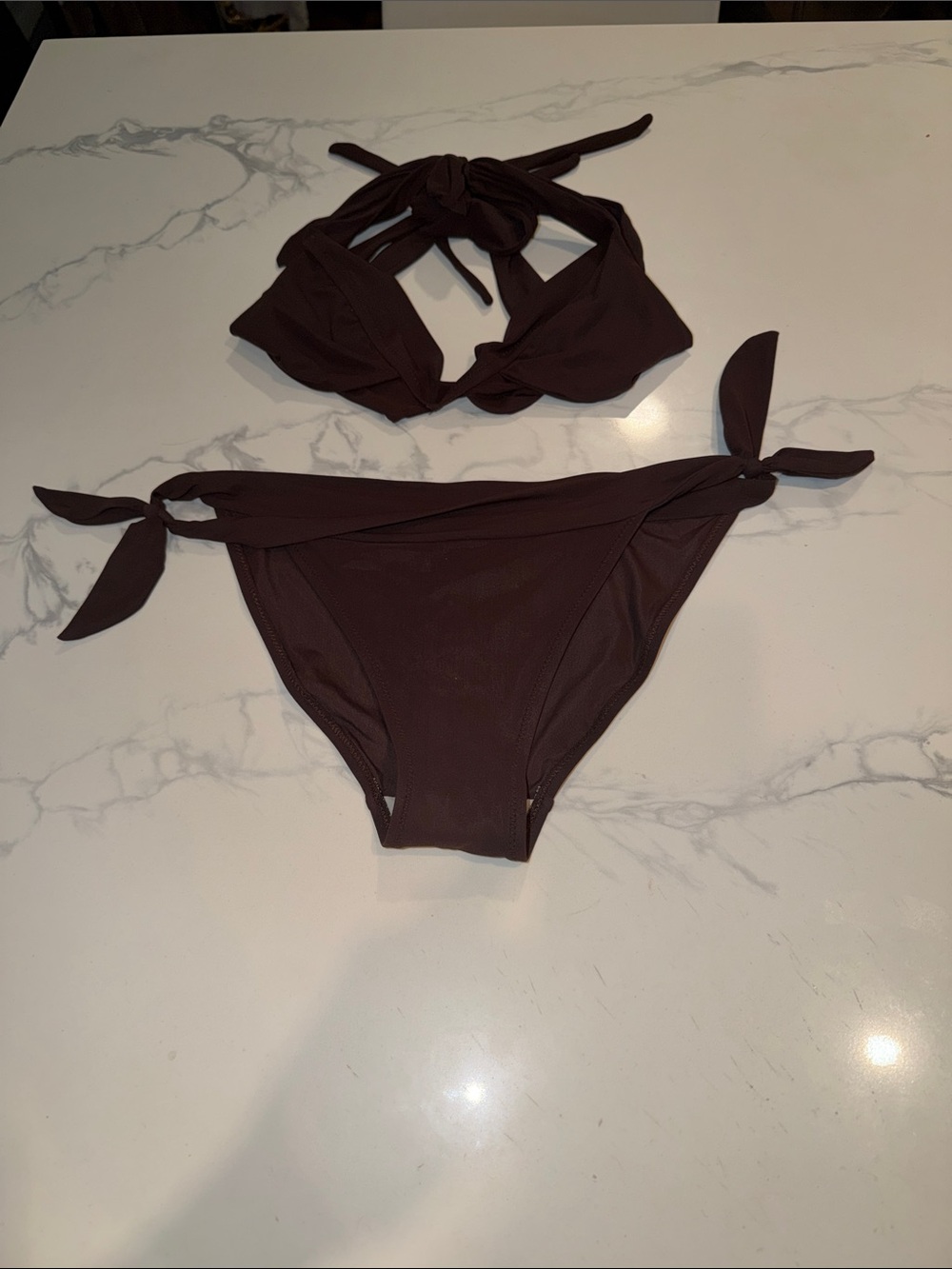 Brown Tie-Side Bikini Set - Women's Swim